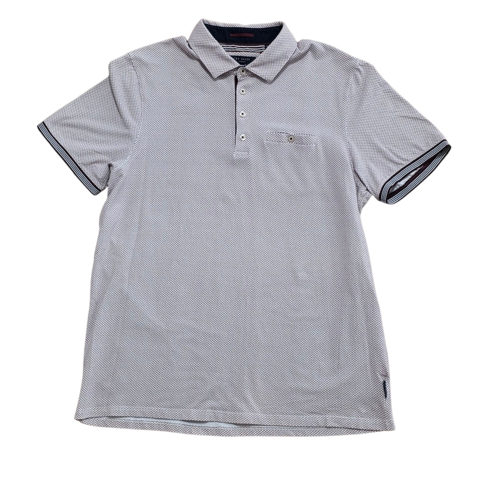 Ted Baker London Red and White Polo Shirt Casual Style Size 5 (Large)